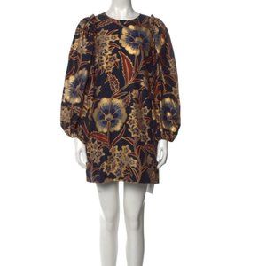 ULLA JOHNSON FLORAL-PRINTED SILK CLAUDINE MINI DRESSS Size 6